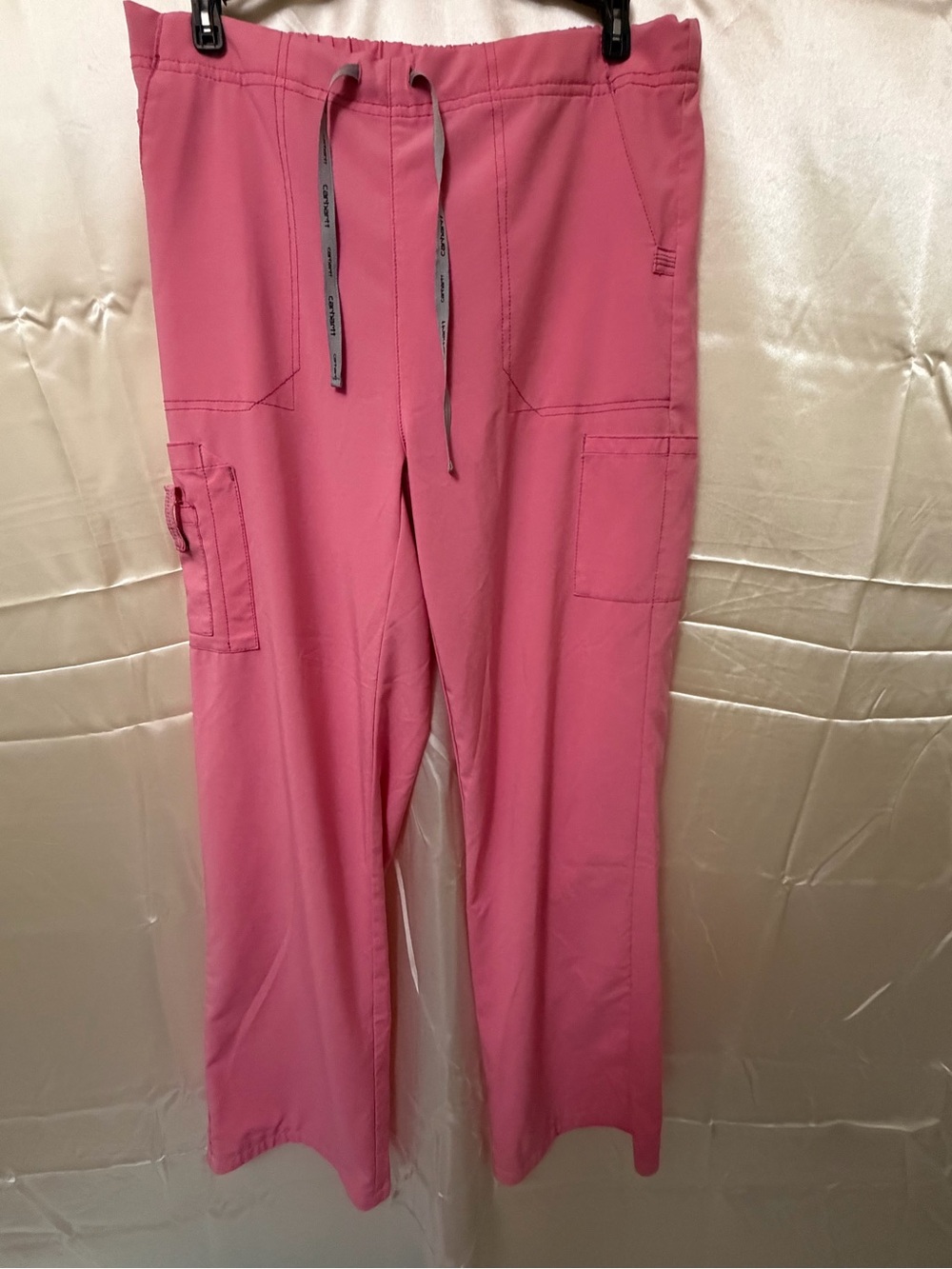 Carhartt Women’s Pink Cargo Scrub Pants Drawstring Medical Uniform No Size Tag